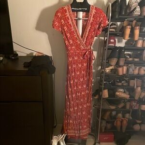 Floral Red Wrap Dress